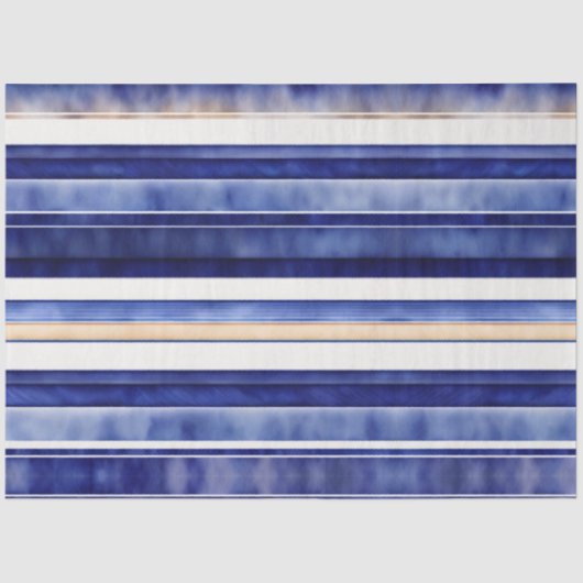 Zomer Navy Blue Modern Boat Stripes Collectie Tissuepapier (Voorkant)