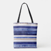 Zomer Navy Blue Modern Boat Stripes Collectie Tote Bag (Achterkant)