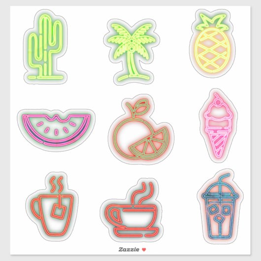 Zomer neon koffie fruit plant schattig sticker (Vel)
