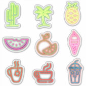 Zomer neon koffie fruit plant schattig sticker (Voorkant)