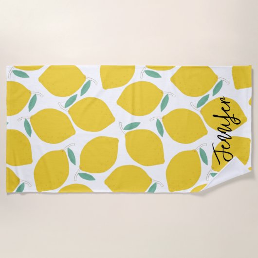 Zomer nieuwigheid Lemon-Patterned gepersonaliseerd Strandlaken (Voorkant)