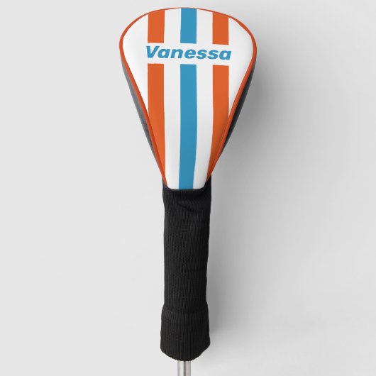 Zomer nostalgie pinstrepen met naam golfheadcover (Voorkant)