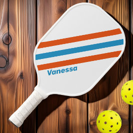 Zomer Nostalgische Strepen met Naam Pickleball Paddle