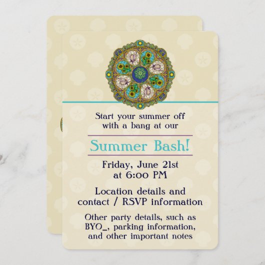 Zomer Nouveau Feestuitnodiging Kaart (Voorkant / Achterkant)