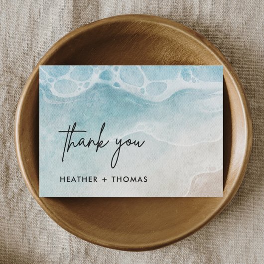 Zomer Oceaan Moderne Strand Bruiloft Dankkaart Bedankkaart