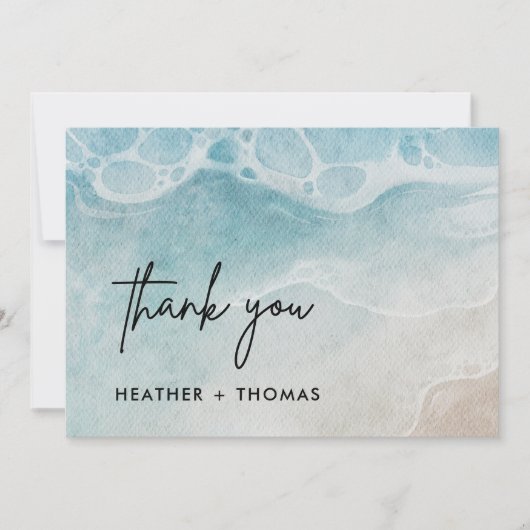 Zomer Oceaan Moderne Strand Bruiloft Dankkaart Bedankkaart (Voorkant)