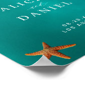 Zomer oceaan strand bruiloft welkom teken poster (Hoek)