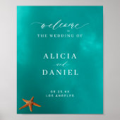 Zomer oceaan strand bruiloft welkom teken poster (Voorkant)