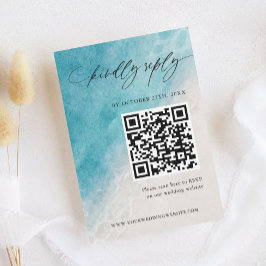 Zomer Oceaan Waterverf Strand Bruiloft RSVP-kaart RSVP Kaartje