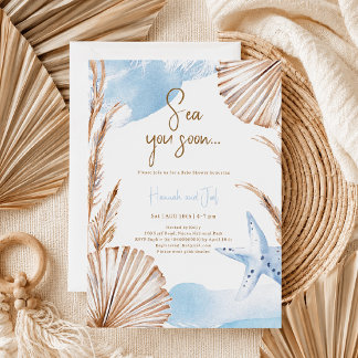 Zomer Oceaan Zie Je Gauw Blauw Jongens Baby Shower Kaart