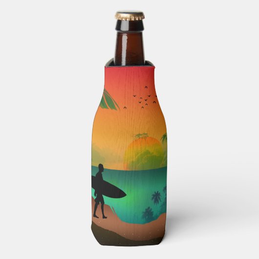 Zomer oceaanparadijs flesjeskoeler (Fles Voorkant)