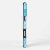 Zomer Ocean Blue Kleurrijke Abstracte Marmeren Tex iPhone Hoesje (Rechterkant)
