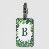 Zomer oerwoud tropisch palm monstera blad monogram bagagelabel (Voorkant (verticaal))