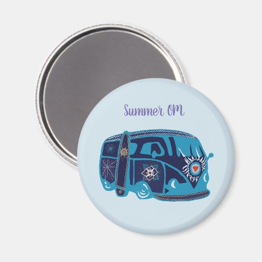 Zomer OM Hippie van Standard, 5,7 cm ronde magneet (Voorkant / Achterkant)