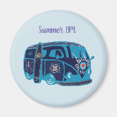 Zomer OM Hippie van Standard, 5,7 cm ronde magneet (Voorkant)