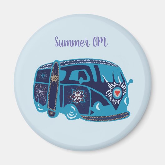 Zomer OM Hippie van Standard, 5,7 cm ronde magneet (Voorkant)