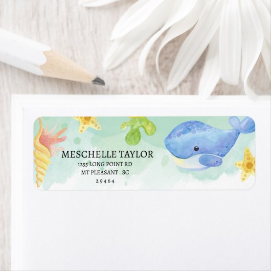 Zomer Onder het Zee Baby shower Label (Insitu)