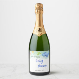 Zomer Onder het Zee Baby shower Sparkling Wijnetiket