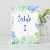 Zomer Onder het Zee Baby shower Tafelnummer (Staand voorkant)