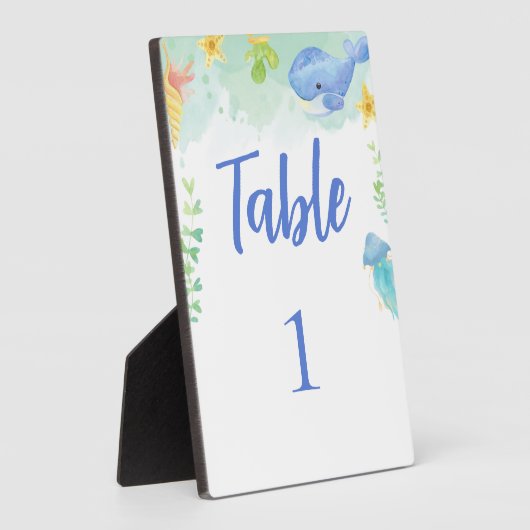 Zomer Onder het Zee Baby shower Tafelnummer Fotoplaat (Zijkant)