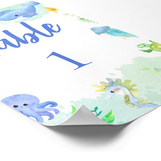 Zomer Onder het Zee Baby shower Tafelnummer Poster (Hoek)