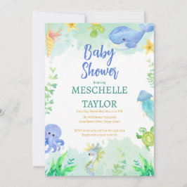 Zomer Onder het Zee Blauw Groen Baby shower Kaart