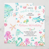 Zomer onder het Zee Waterverf Meisje Verjaardag Kaart (Voorkant / Achterkant)