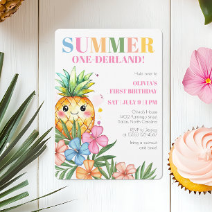 Zomer Onederland Fruit Meisjes 1e Verjaardagsfeest Kaart
