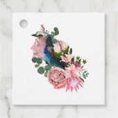 Zomer ontwerp met vogel en roze bloemen. bedankjes labels (Voorkant)