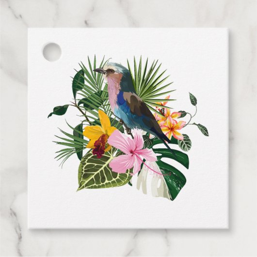 Zomer ontwerp met vogels en bloemen. bedankjes labels (Voorkant)