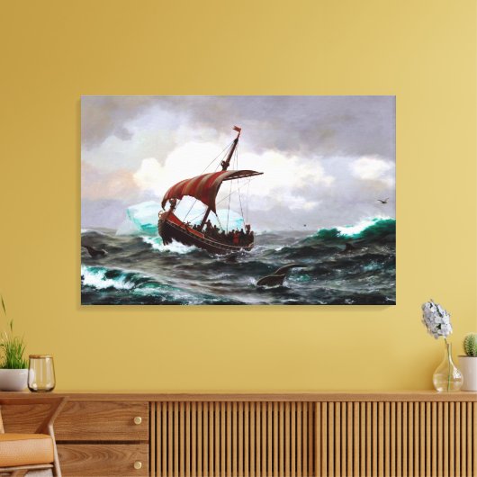 zomer op de Groenlandse kust rond het jaar 1000 Canvas Afdruk (Insitu (Woonkamer))