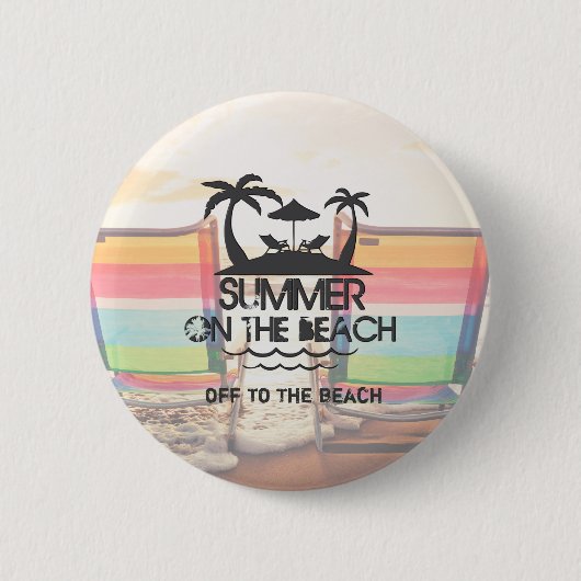Zomer op de strand | Gepersonaliseerd Ronde Button 5,7 Cm (Voorkant)