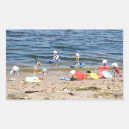 Zomer op het strand met de Fubby's  Rechthoekige Sticker