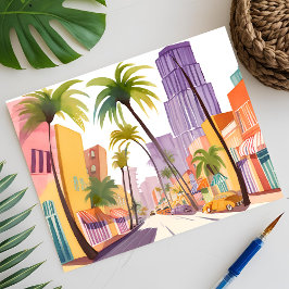 Zomer op South Beach | Miami Straat Waterverf Briefkaart