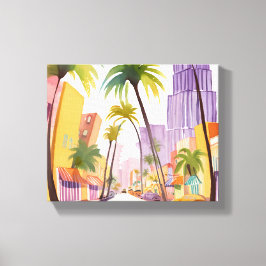 Zomer op South Beach | Miami Straat Waterverf Canvas Afdruk