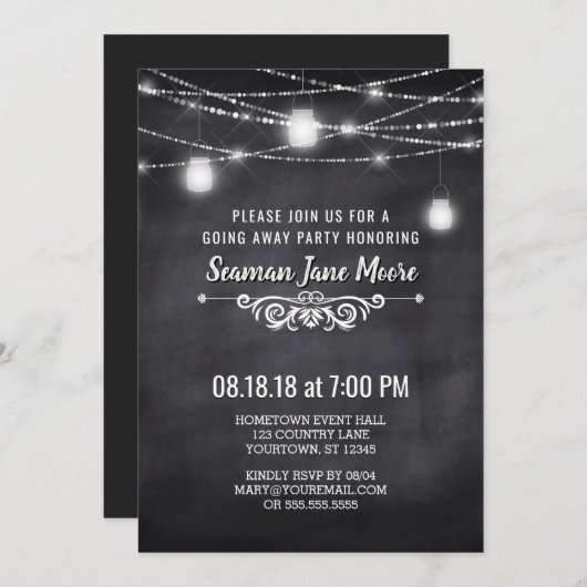 Zomer op weg Mason Jar Lights nodigt uit Kaart (Voorkant / Achterkant)