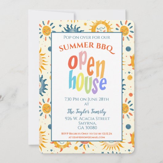Zomer Open Huis Zonneschijn Kaart (Voorkant)