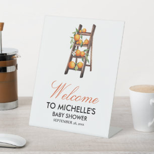 Zomer Oranges Citrus Fruit Baby Shower Welkom Reclamebord Met Voetstuk
