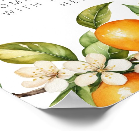 Zomer Oranje Baby shower Hoe groot is mama's buik Poster (Hoek)