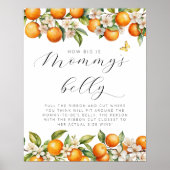 Zomer Oranje Baby shower Hoe groot is mama's buik Poster (Voorkant)