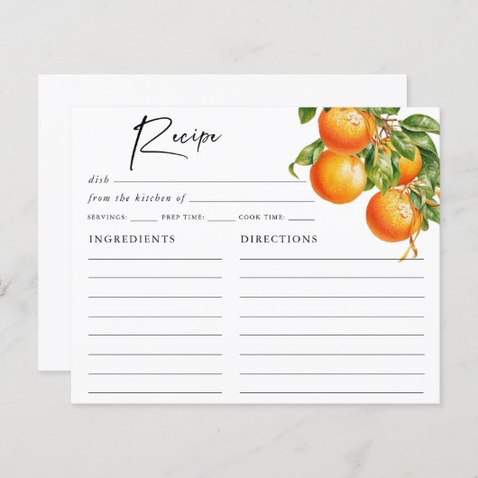 Zomer Oranje Citroen Citrus Bruidsdiner Recept (Voorkant / Achterkant)