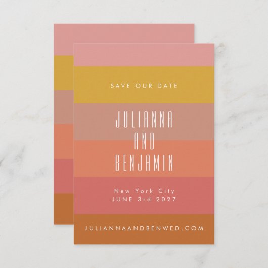 Zomer Oranje Gele Strepen Modern Geometrisch Save The Date (Voorkant / Achterkant)