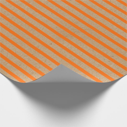 Zomer Oranje lijnen op Faux Rustic Brown Kraft Cadeaupapier (Hoek)