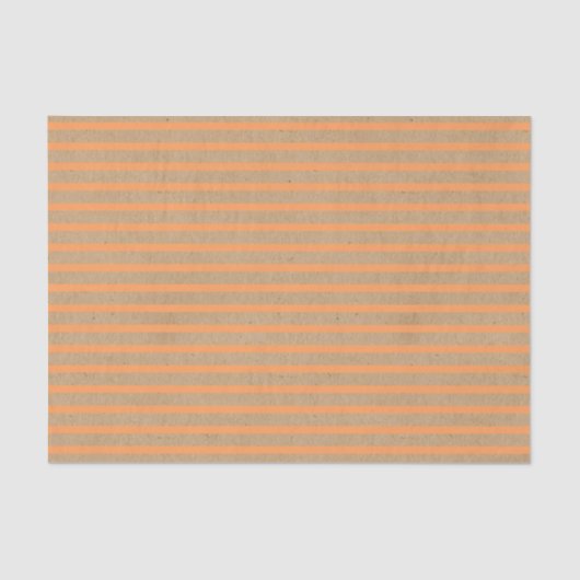 Zomer Oranje lijnen op Faux Rustic Brown Kraft Tissuepapier (Voorkant)