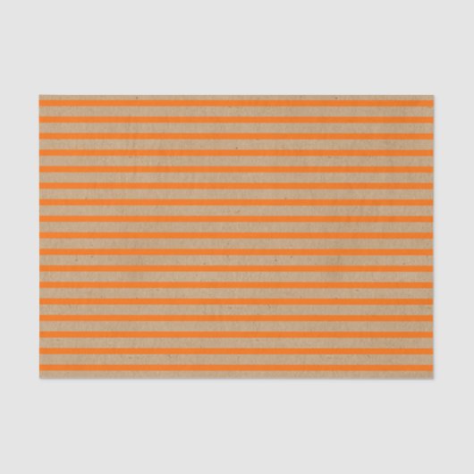 Zomer Oranje lijnen op Faux Rustic Brown Kraft Tissuepapier (Voorkant)