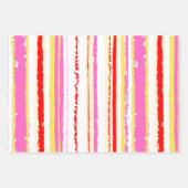 Zomer oranje roze strepen trilling inpakpapier vel (Voorkant)