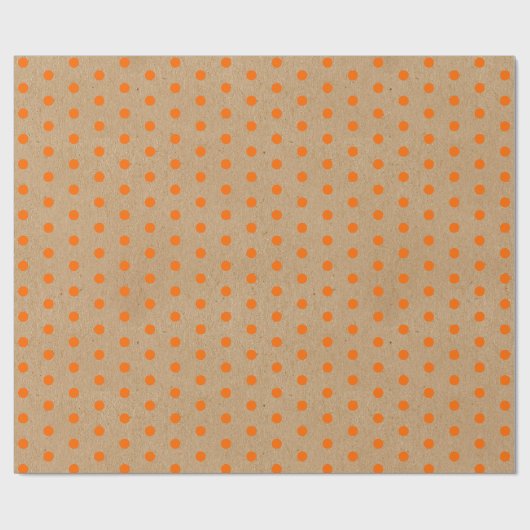 Zomer Oranje Stippen op Faux Rustic Brown Kraft Cadeaupapier (Vlak)
