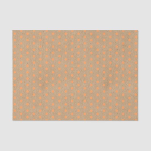 Zomer Oranje Stippen op Faux Rustic Brown Kraft Tissuepapier (Voorkant)