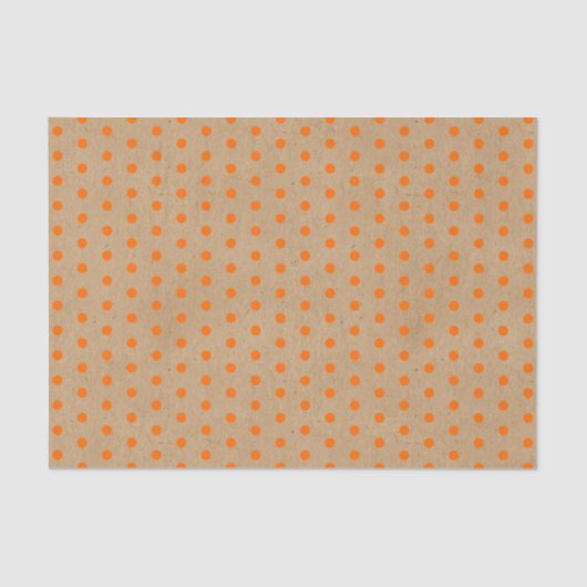 Zomer Oranje Stippen op Faux Rustic Brown Kraft Tissuepapier (Voorkant)