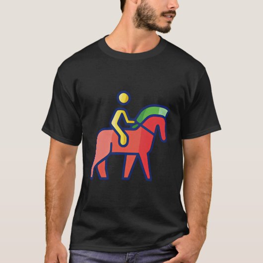 Zomer Paardrijden Pictogrammen Minimale Eenvoudige T-shirt (Voorkant)